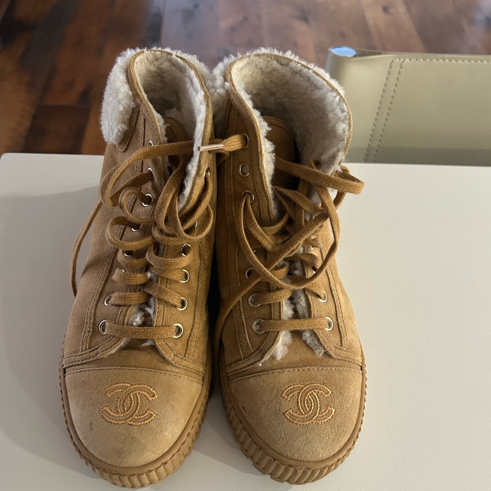 Women's Tan High-Top Sneakers - Picture 3 of 5